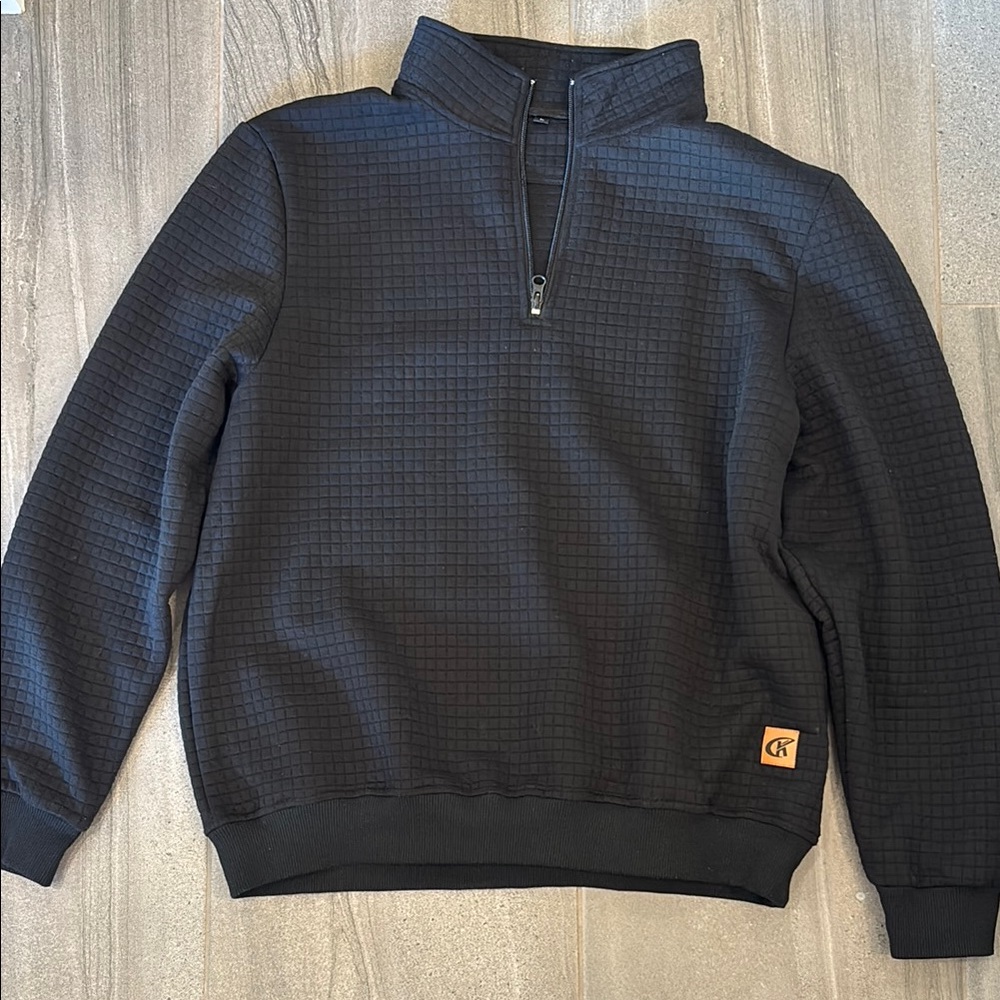 Black Men's ribbed quarter zip